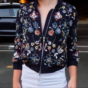 NEEDLE & THREAD EMBELLISHED BUTTERFLY BOMBER
